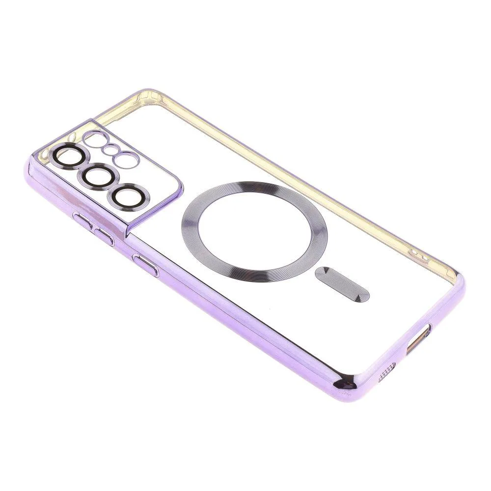 Чохол TPU Metallic з повним захистом камери with Magsafe для Samsung Galaxy S21 Ultra (G998) Колір Срібло
