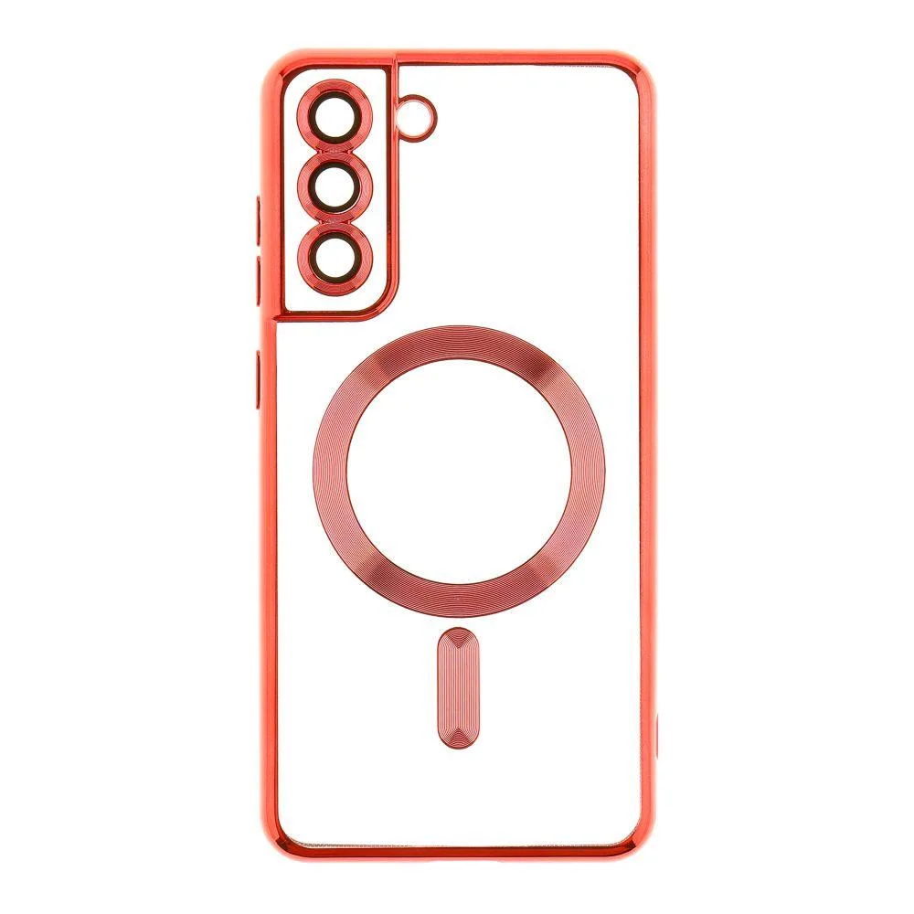 Чохол TPU Metallic з повним захистом камери with Magsafe для Samsung Galaxy S21 FE (G990) Колір Червоний