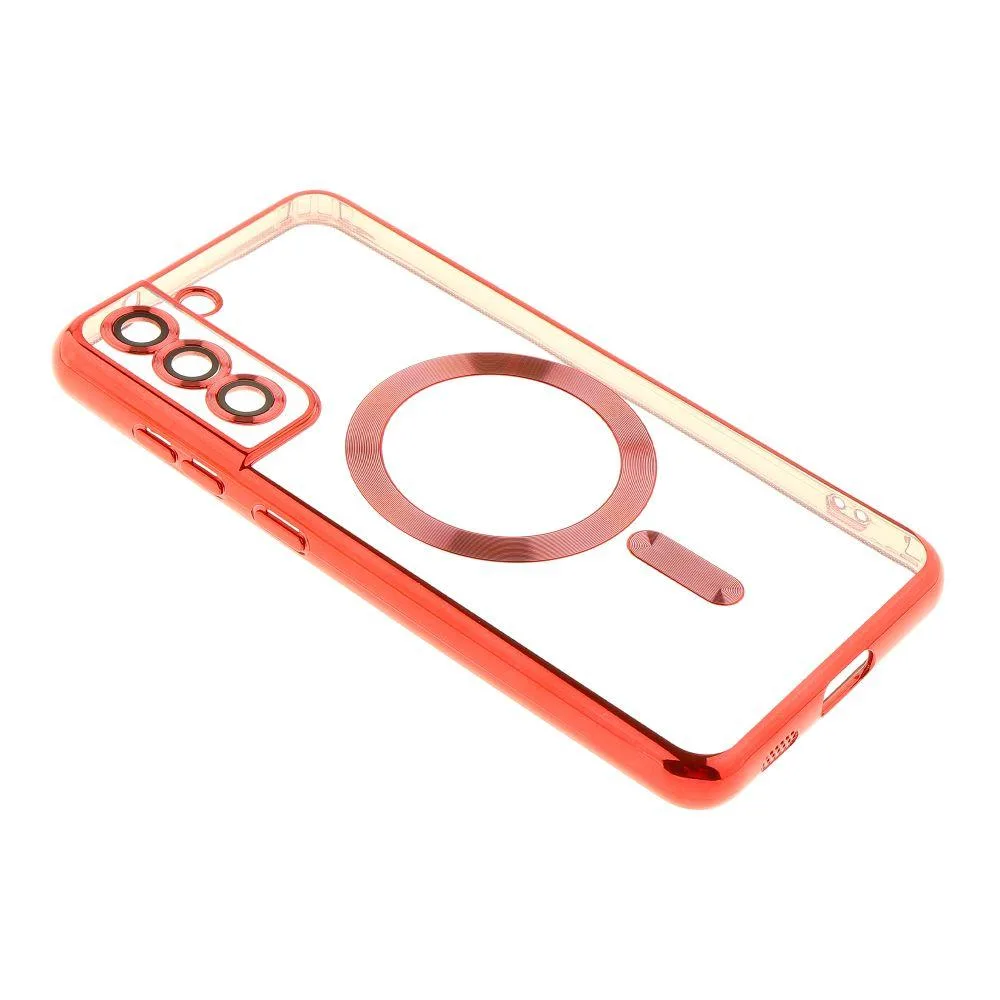 Чохол TPU Metallic з повним захистом камери with Magsafe для Samsung Galaxy S21 FE (G990) Колір Червоний