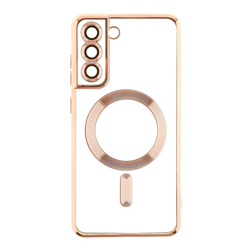 Чехол TPU Metallic з повним захистом камери with Magsafe для Samsung Galaxy S21 FE (G990) Цвет Rose Gold