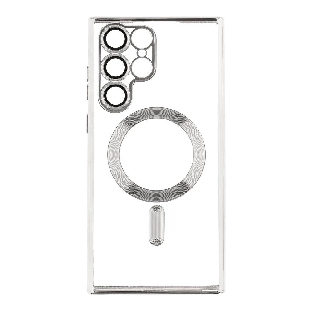 Чохол TPU Metallic з повним захистом камери with Magsafe для Samsung Galaxy S22 Ultra (S908) Колір Срібло