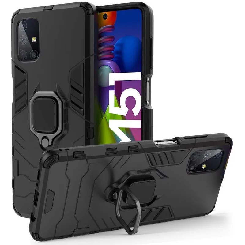 Ударостійкий чохол Transformer Ring for Magnet для Samsung Galaxy M51, Чорний