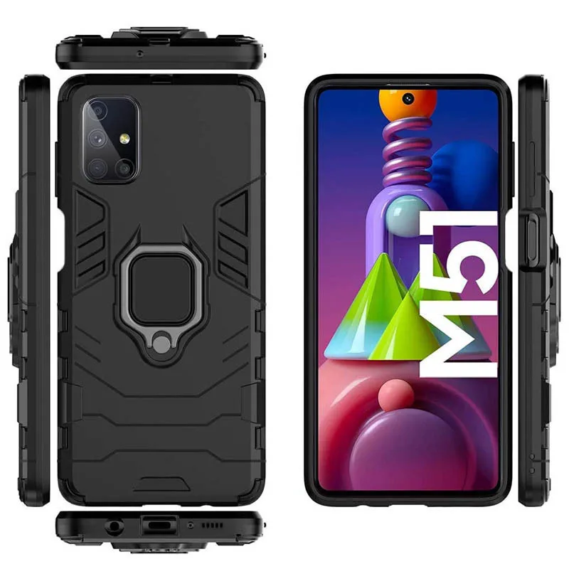 Ударостійкий чохол Transformer Ring for Magnet для Samsung Galaxy M51, Чорний