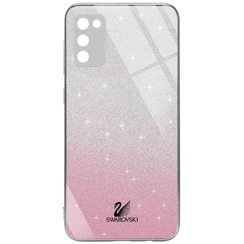 TPU+Glass чохол Swarovski Full Camera для Samsung Galaxy A02s, Рожевий