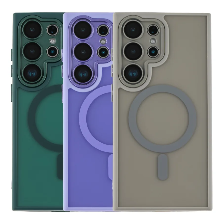 Чохол TPU+PC Magnetic Matte Camera Lens with Magsafe для Samsung Galaxy S25+ 5G (S936) Dark Blue