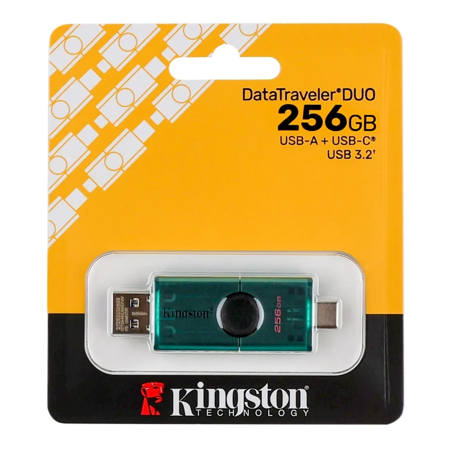 USB флеш-накопичувач 3.2 Kingston DT DuoG2 256gb USB-A + USB-C Чорний/Зелений