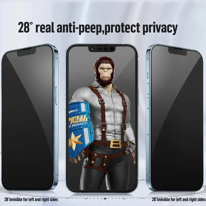 Захисне 2.5D скло Blueo Full Cover Anti-Peep для iPhone 13 Pro / 13 / 14 (6.1