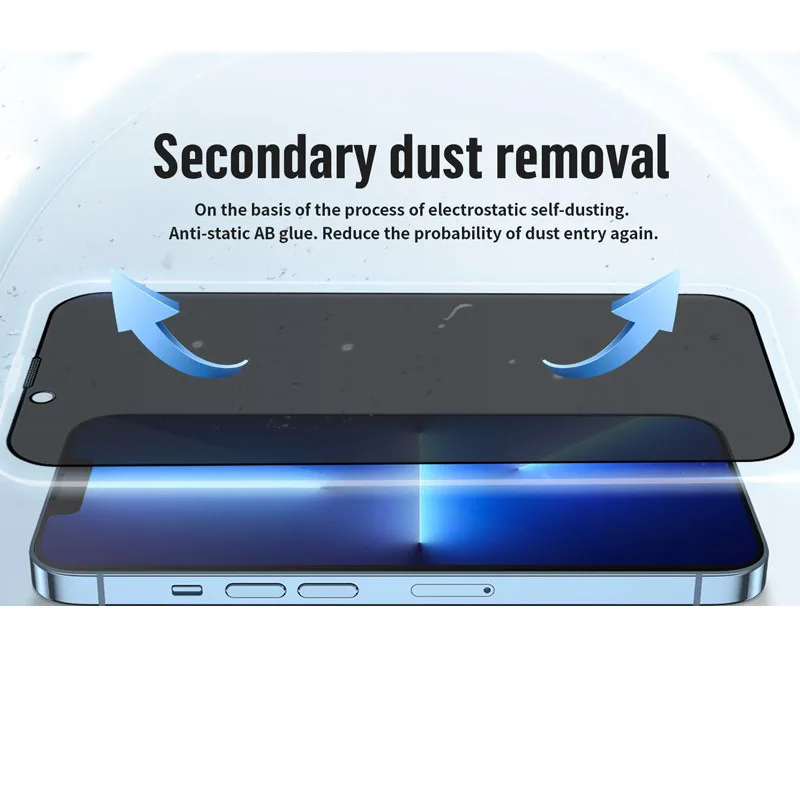 Захисне 2.5D скло Blueo Full Cover Anti-Peep для iPhone 13 Pro / 13 / 14 (6.1