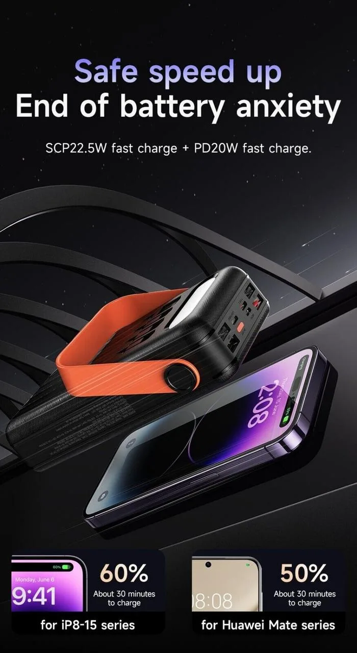 Power Bank Hoco DB33 Plus Solar повербанк 30000 mAh PD20W+QC3.0 Оригінал, чорний