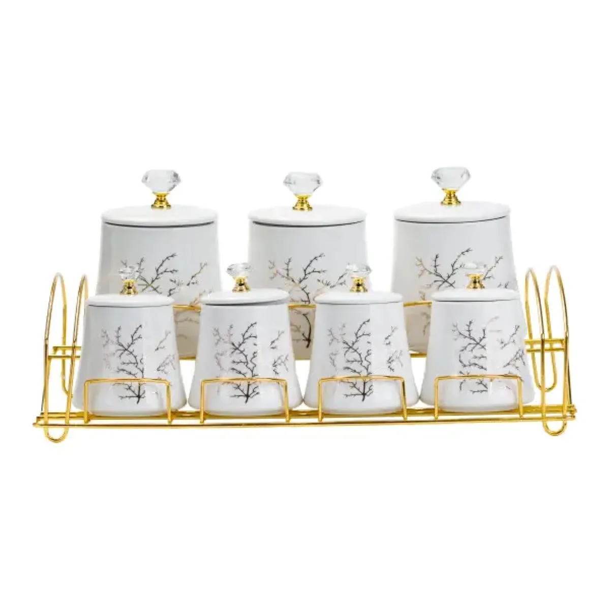 Набір для спецій 4 шт по 250 мл і 3 шт по 550 мл на металевій підставці HP1216