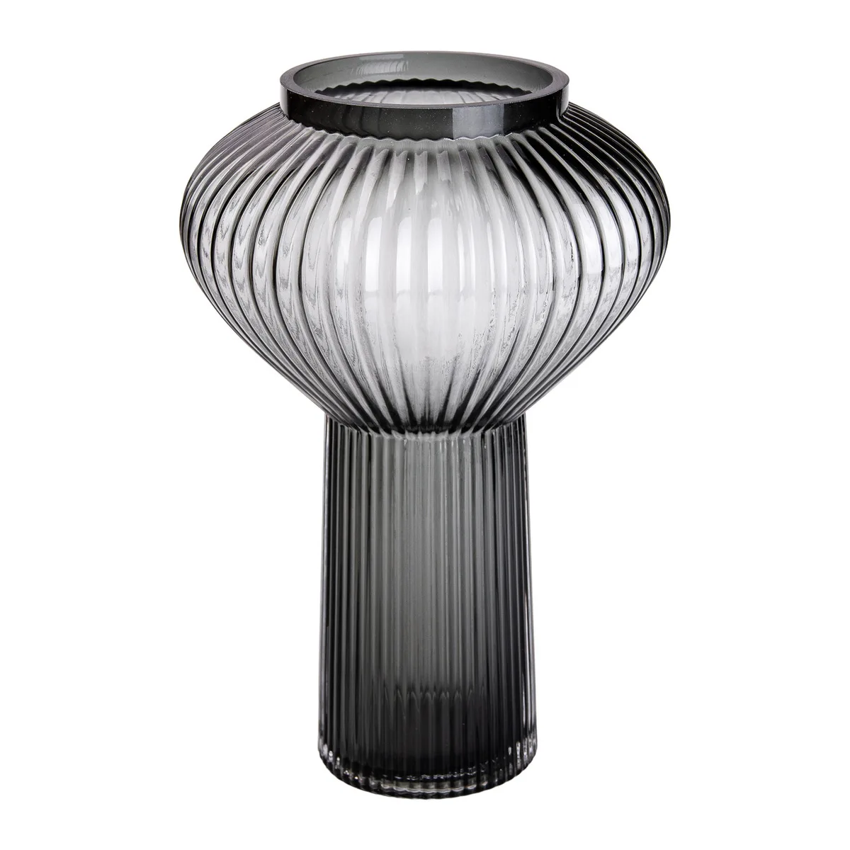 Скляна ваза 30 см сіра HP-1718
