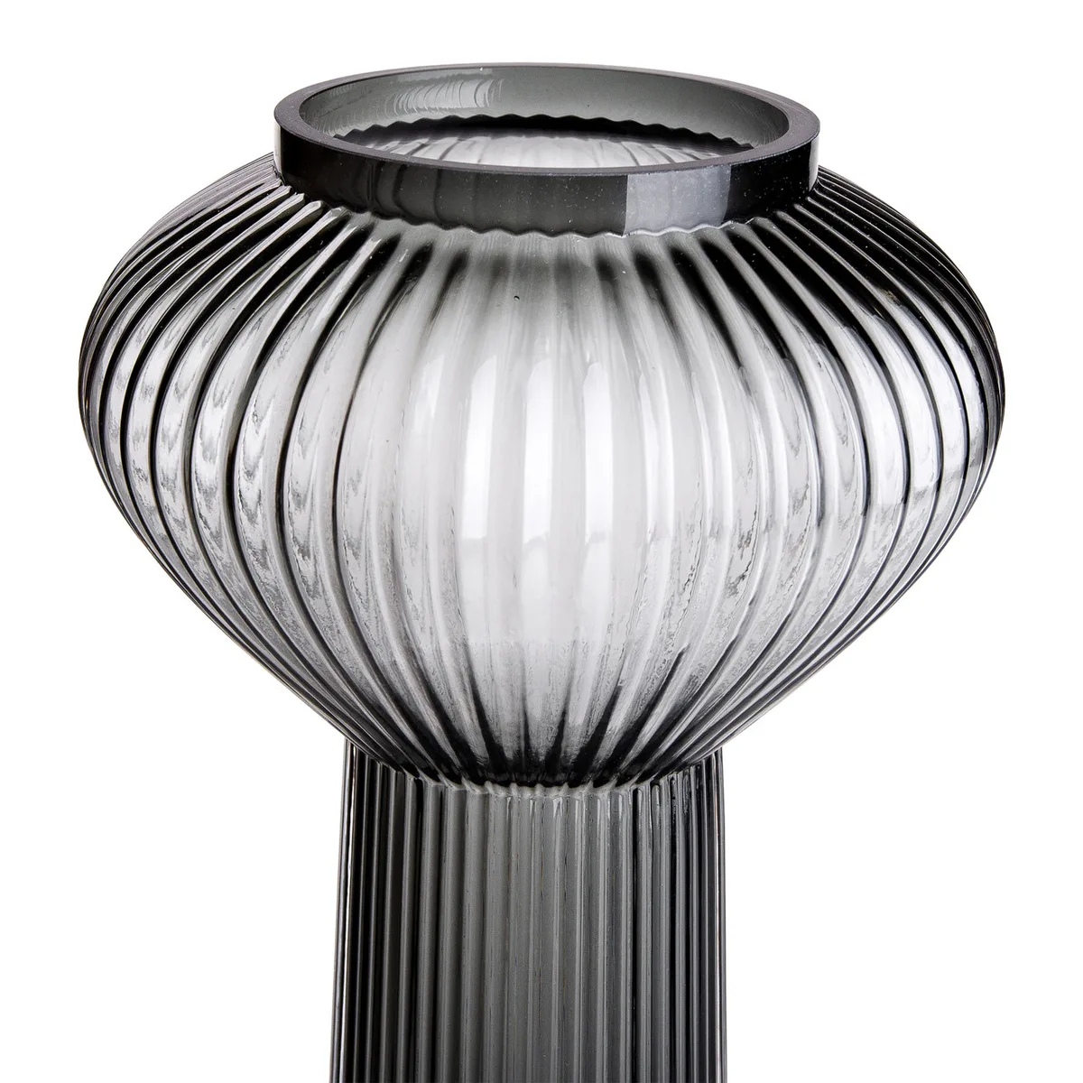 Скляна ваза 30 см сіра HP-1718