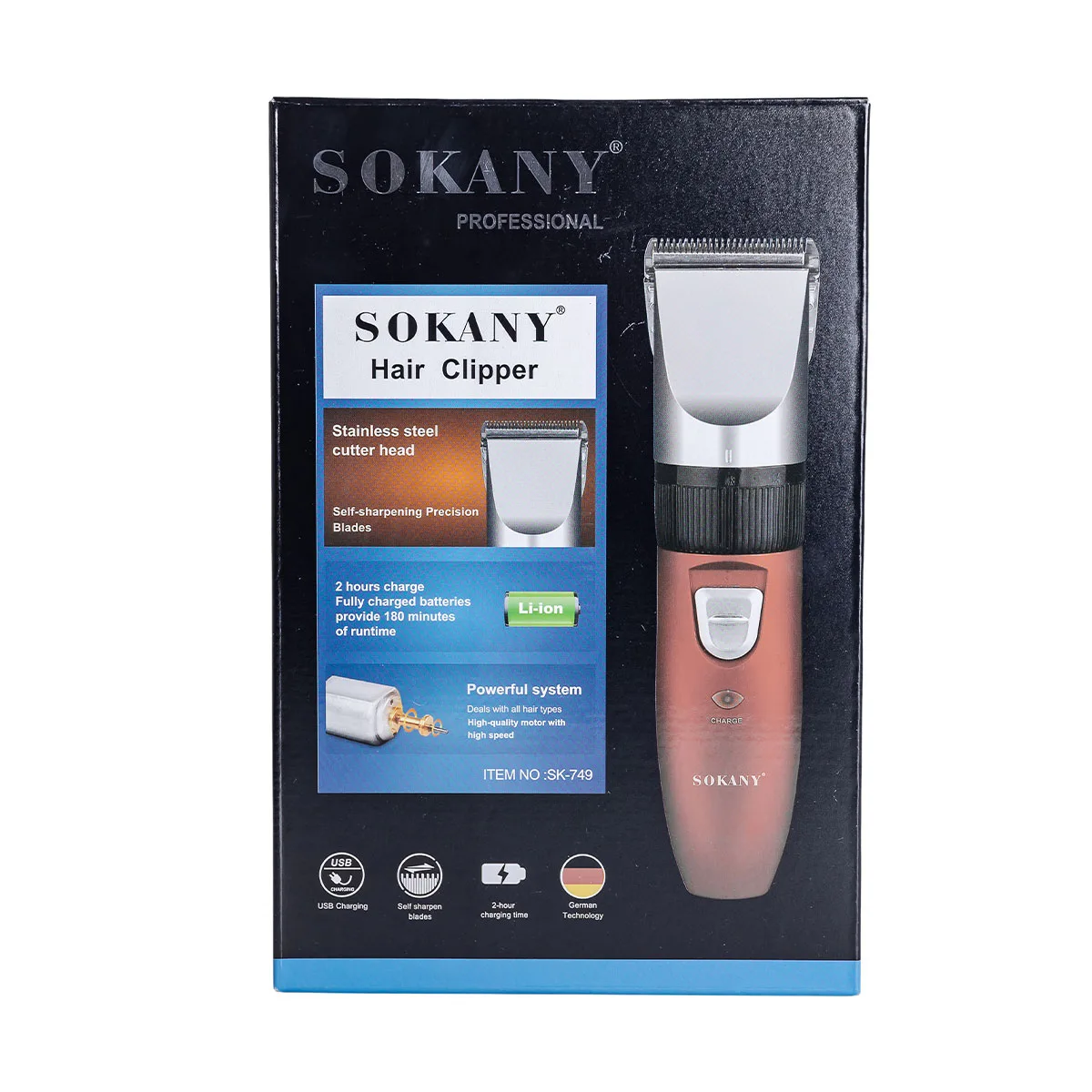 Машинка для стрижки волосся Sokany 4 насадки на акумуляторі SK-749