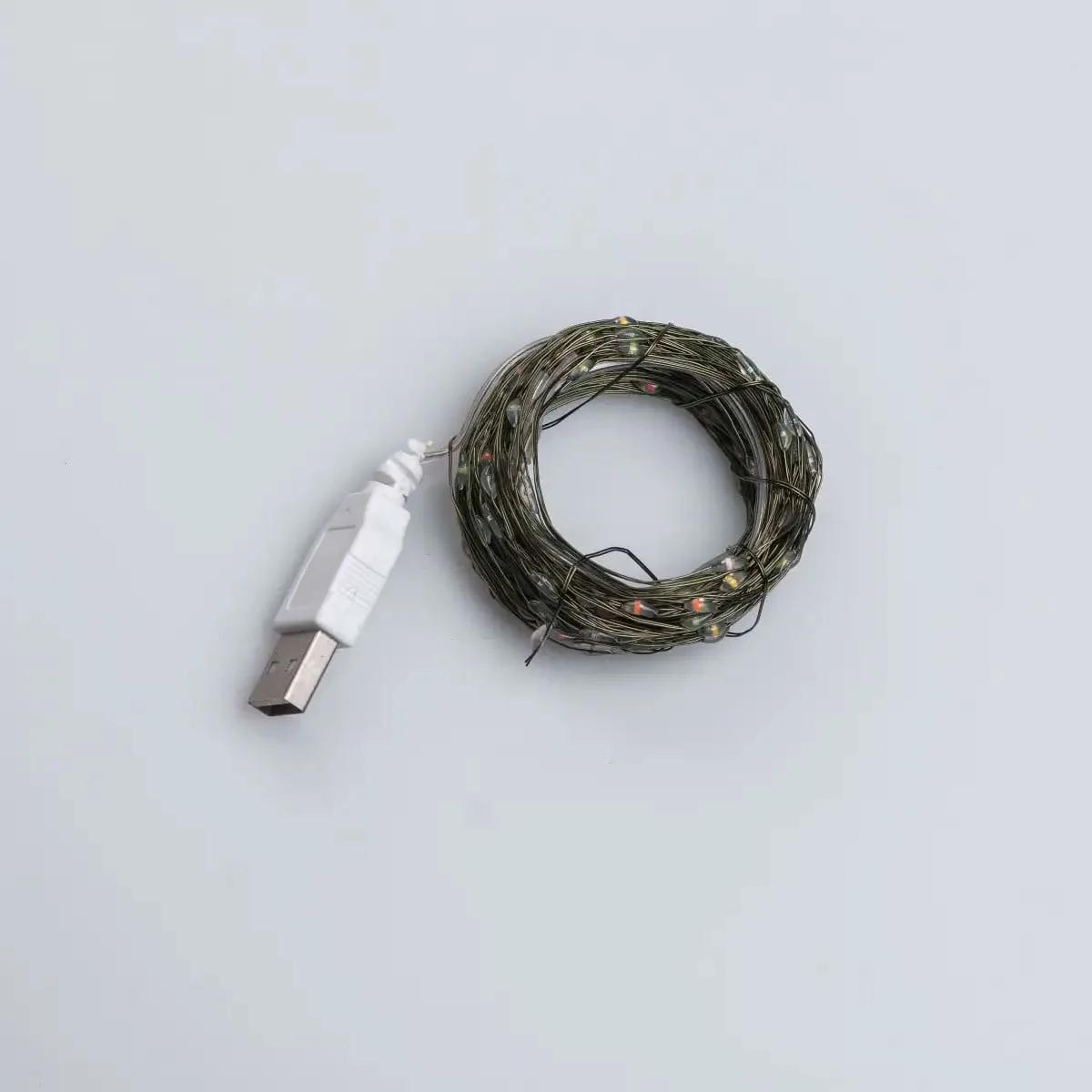 Гірлянда роса 20 метрів USB на 200 led світлодіодів крапля на зеленому дроті мультиколор USB200L20MGML