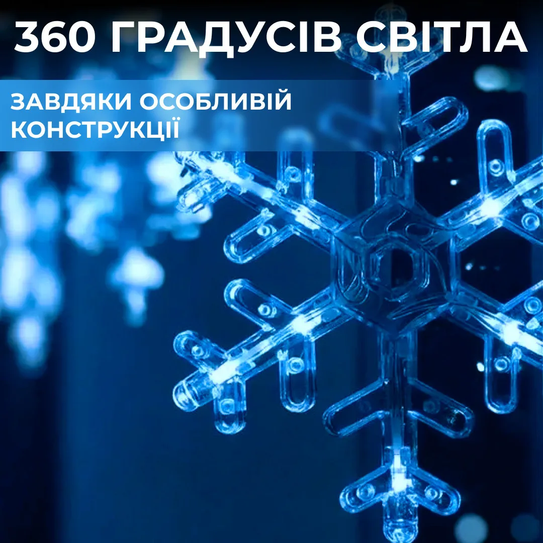 Гірлянда світлодіодна штора GarlandoPro сніжинка і зірка 12 фігур 3х1 м гірлянда зірка Синій 1733062BL