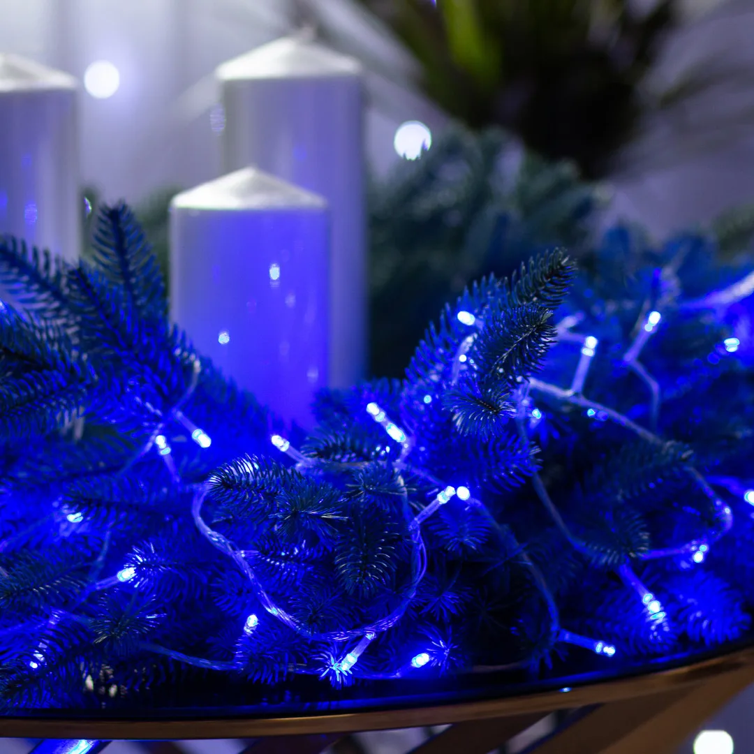 Гірлянда нитка світлодіодна GarlandoPro 190 LED лампочок 18м 8 режимів лед гірлянда Синій W400LEDBL