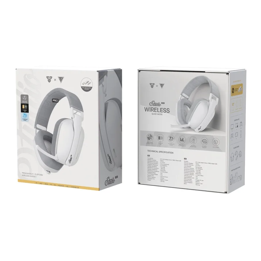 Ігрові Навушники Fantech WHG03 Pro Studio, 4 Modes (Wired, BT, 2.4Ghz, 7.1) Бiлий