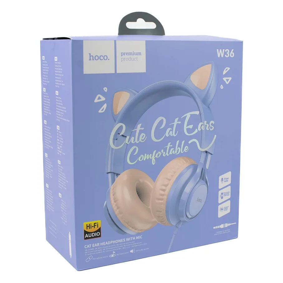 Навушники Hoco W36 Cat Ear Голубой