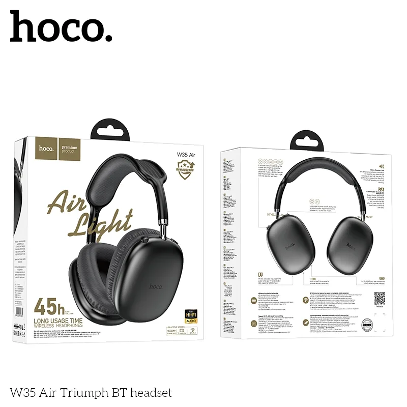 Бездротова Стерео Гарнітура Hoco W35 Air М'ята упаковка Чорний