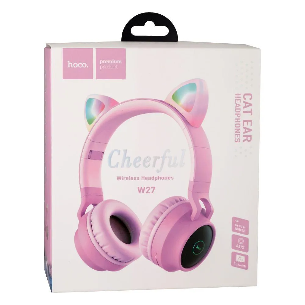 Бездротова Стерео Гарнітура Hoco W27 Cat Ear Колір Рожевий