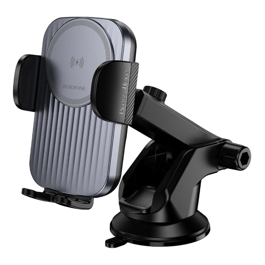 Автотримач Borofone BH222 Wireless 15W Сiрий