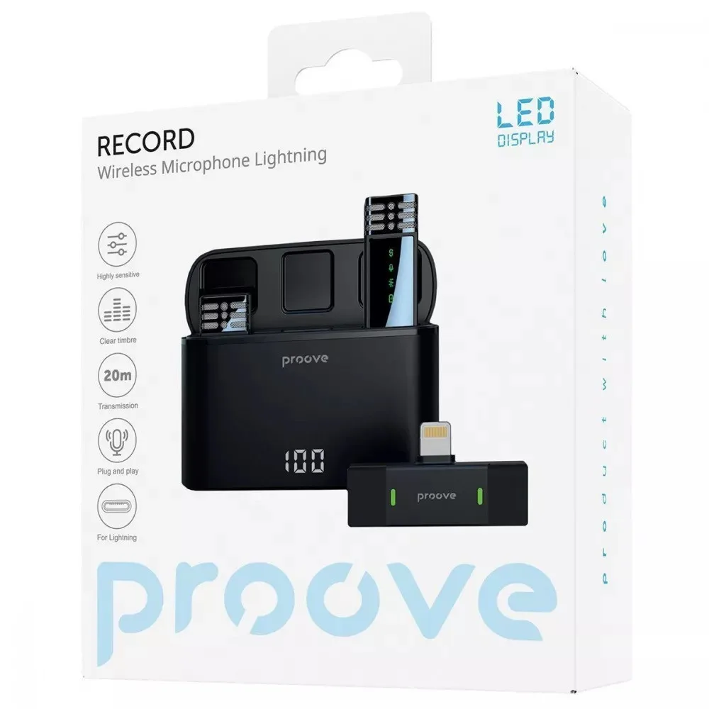 Бездротовий петличний мікрофон Proove Record для iphone Lightning