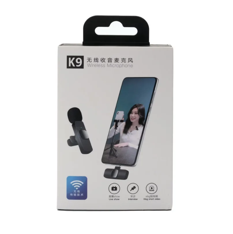 Мікрофон Петличний Бездротовий K9 До 10 м Black