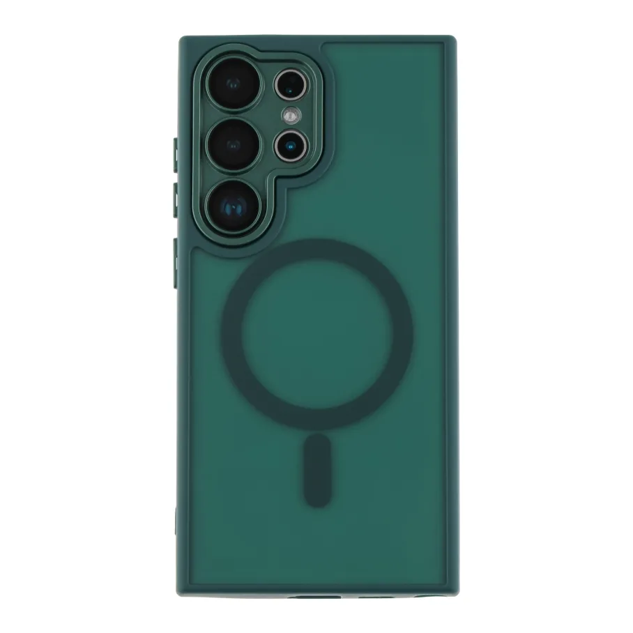 Чохол TPU+PC Magnetic Matte Camera Lens with Magsafe для Samsung Galaxy S24 Ultra 5G (S928) Dark Green