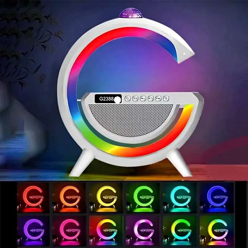 Настільна лампа-нічник Smart Light G2388 3в1 з Bluetooth колонкою, будильником та RGB підсвіткою | Бездротова зарядка
