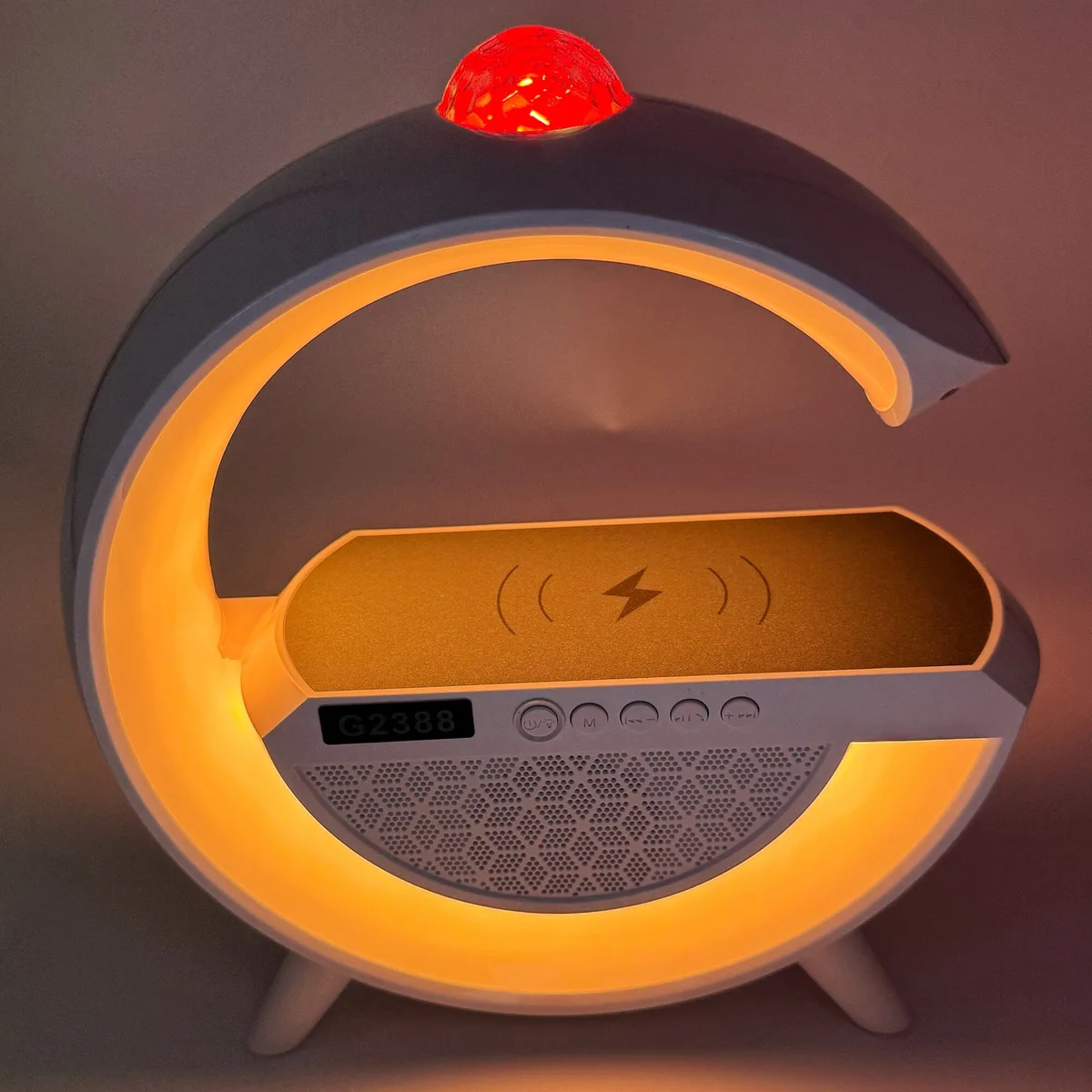 Настільна лампа-нічник Smart Light G2388 3в1 з Bluetooth колонкою, будильником та RGB підсвіткою | Бездротова зарядка