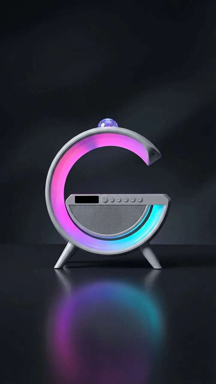 Настільна лампа-нічник Smart Light G2388 3в1 з Bluetooth колонкою, будильником та RGB підсвіткою | Бездротова зарядка