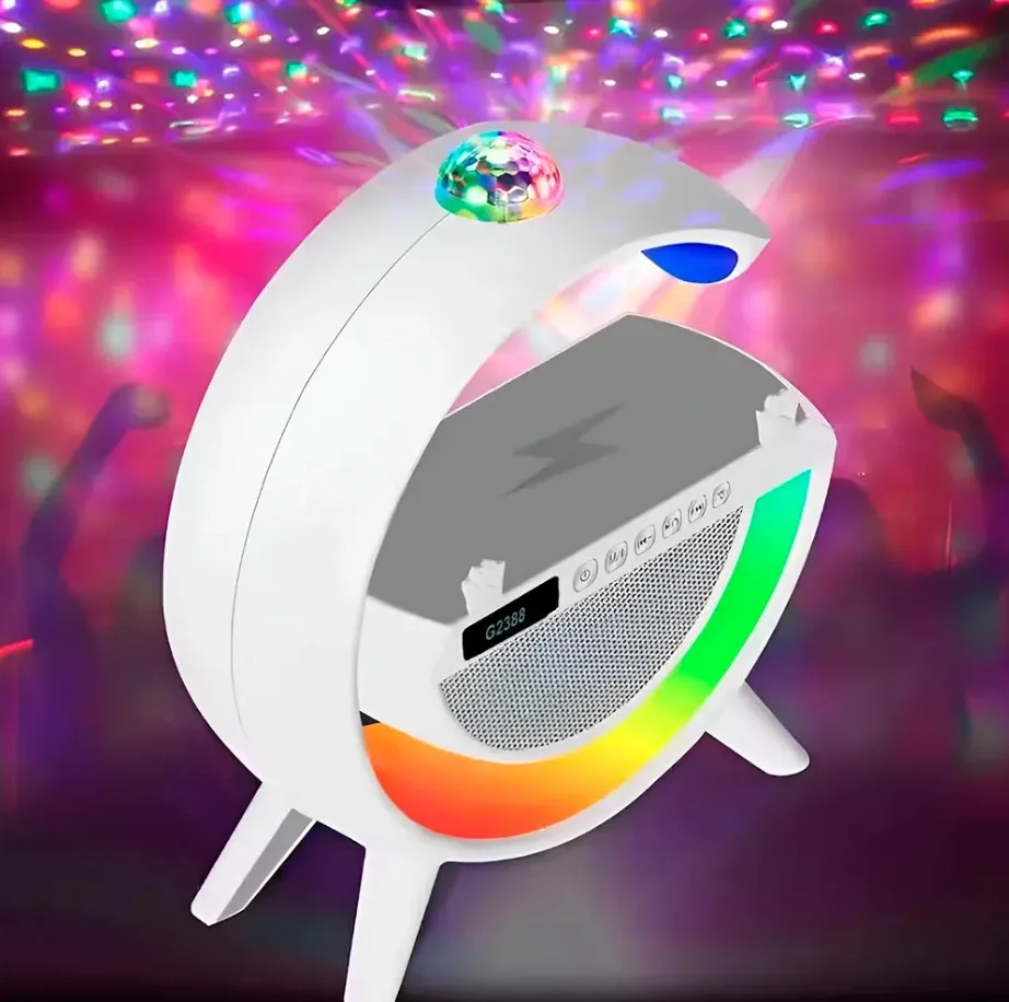 Настільна лампа-нічник Smart Light G2388 3в1 з Bluetooth колонкою, будильником та RGB підсвіткою | Бездротова зарядка