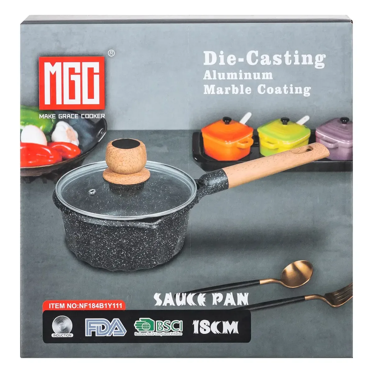 Сотейник з антипригарним покриттям 2,9 л з товстим дном Ø 18 см MGC HP-4-431GR