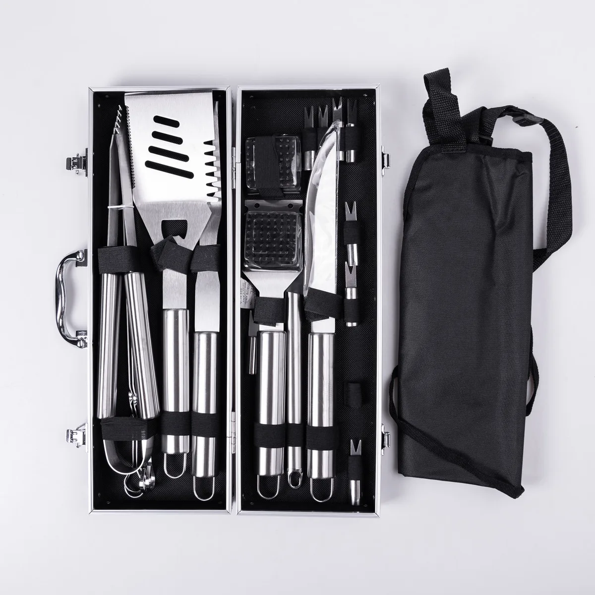Набір аксесуарів для барбекю, мангала, гриля 19 предметів 42х14х7.5 см в кейсі HP-21-3