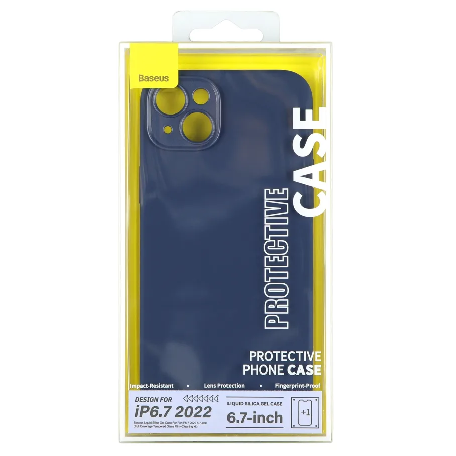 Чохол Baseus Liquid Silica Gel Case+Glass 0.22mm для iPhone 14 Plus ARYT001803 Blue