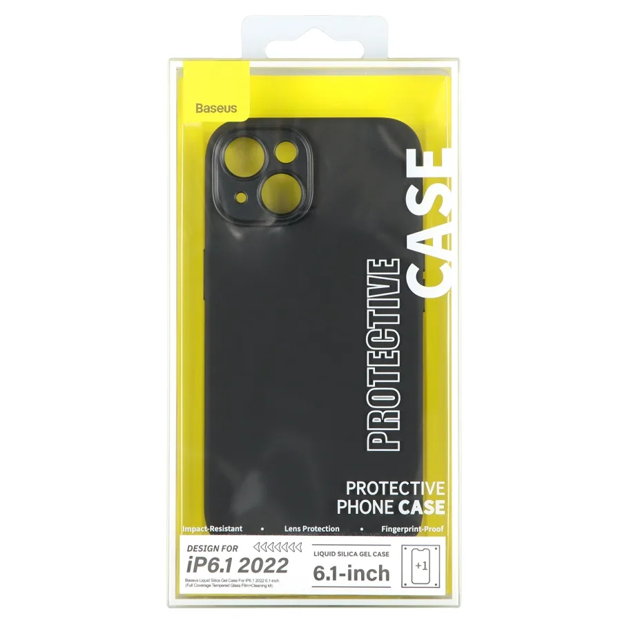 Чохол Baseus Liquid Silica Gel Case+Glass 0.22mm для iPhone 14 ARYT001201 Black