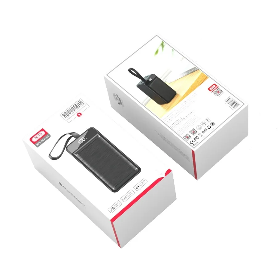 Універсальна Мобільна Батарея Power Bank XO PR160 QC22.5W PD20W 80000 mAh М'ята упаковка Чорний