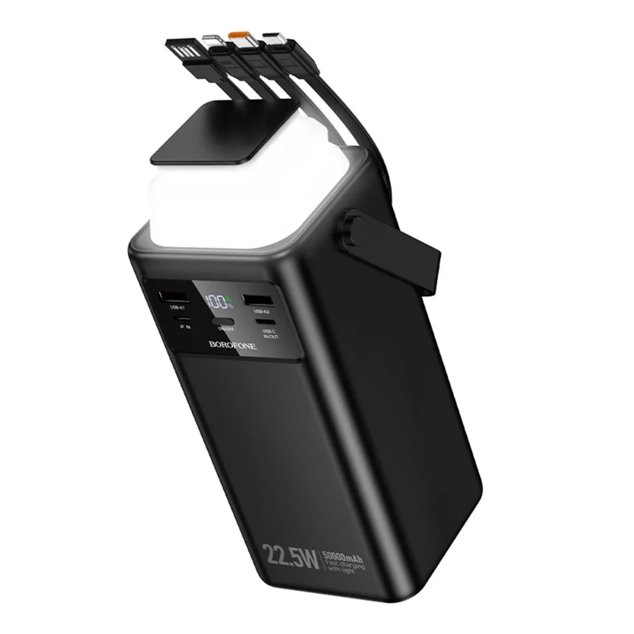 Універсальна Мобільна Батарея Power Bank Borofone BJ65A High 22.5W+PD20W+four-cables 50000mAh Чорний