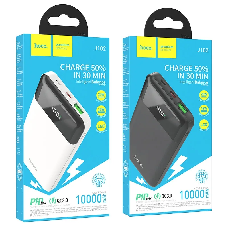 Універсальна Мобільна Батарея Power Bank Hoco J102 Cool figure PD20W+QC3.0 10000 mAh Бiлий