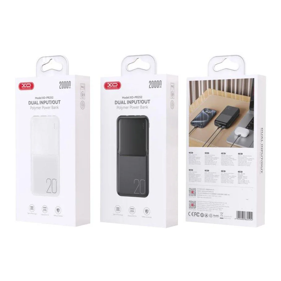Універсальна Мобільна Батарея Power Bank XO PR252 Lighted Mobile Power 20000 mAh Чорний
