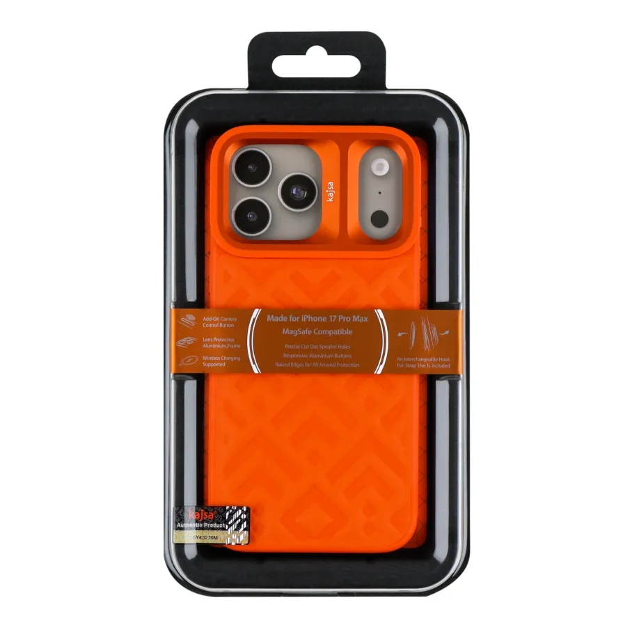 Чохол Kajsa Briquette Collection Rhombus with MagSafe для iPhone 17 Pro Max Orange Plus B-Ring