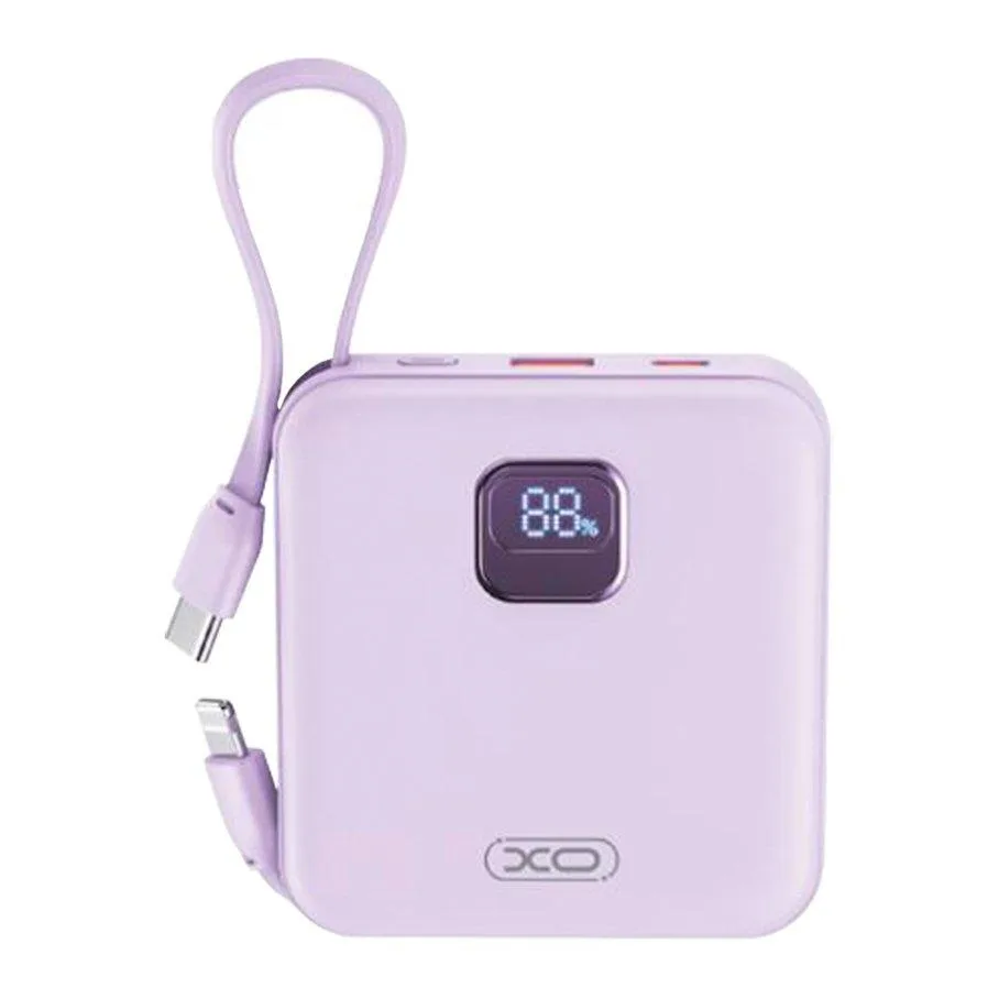 Універсальна Мобільна Батарея Power Bank XO PR235 22.5W with built-in iP and TYPE-C cable 10000 mAh Фiолетовий
