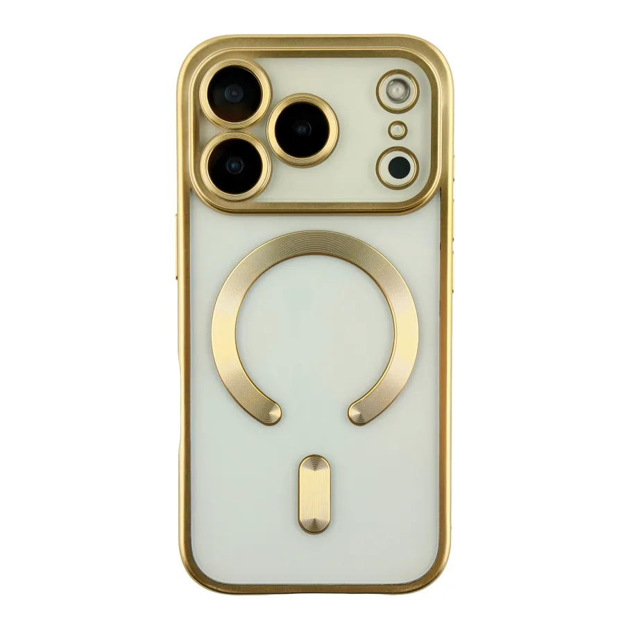 Чохол TPU Metallic Chrome Full Camera with Magsafe для iPhone 17 Pro Max Chrome Gold