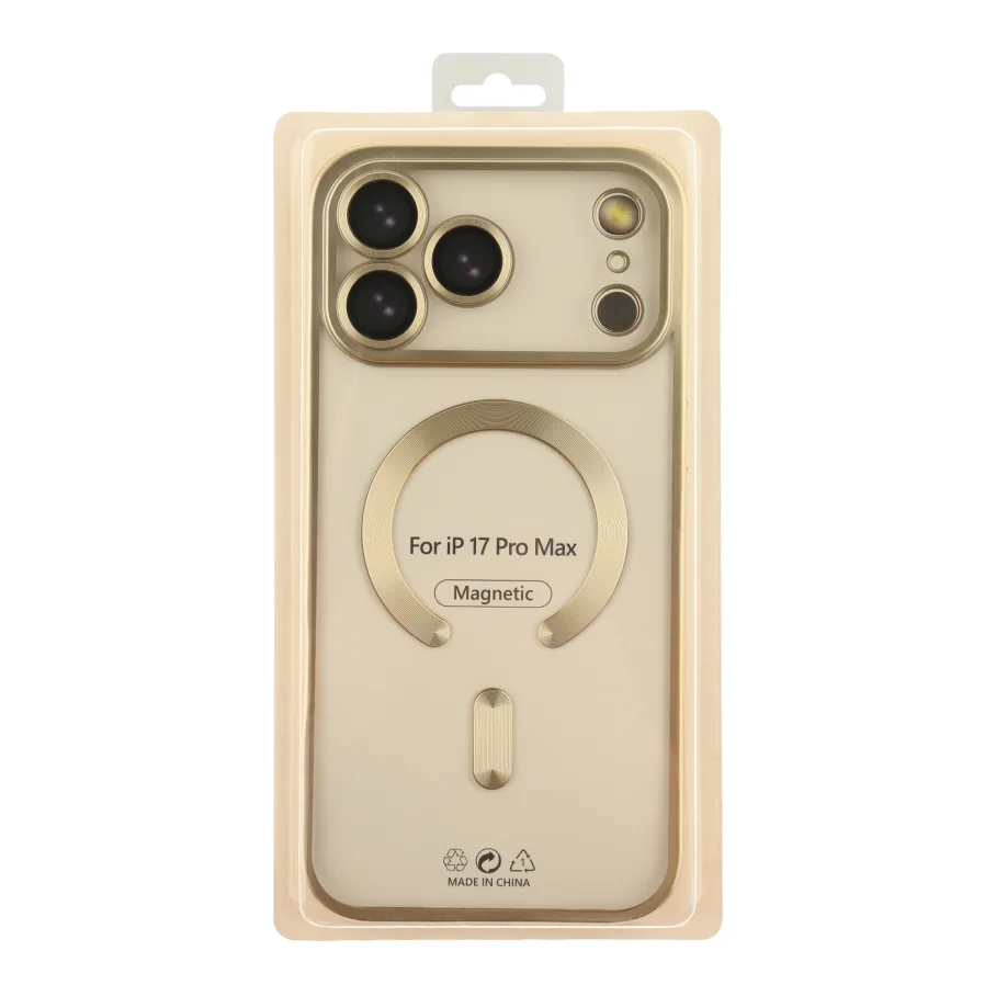 Чохол TPU Metallic Chrome Full Camera with Magsafe для iPhone 17 Pro Max Chrome Gold