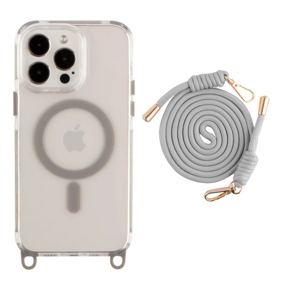 Чохол TPU+PC LanyardCase with MagSafe для iPhone 16 Pro Titanium grey