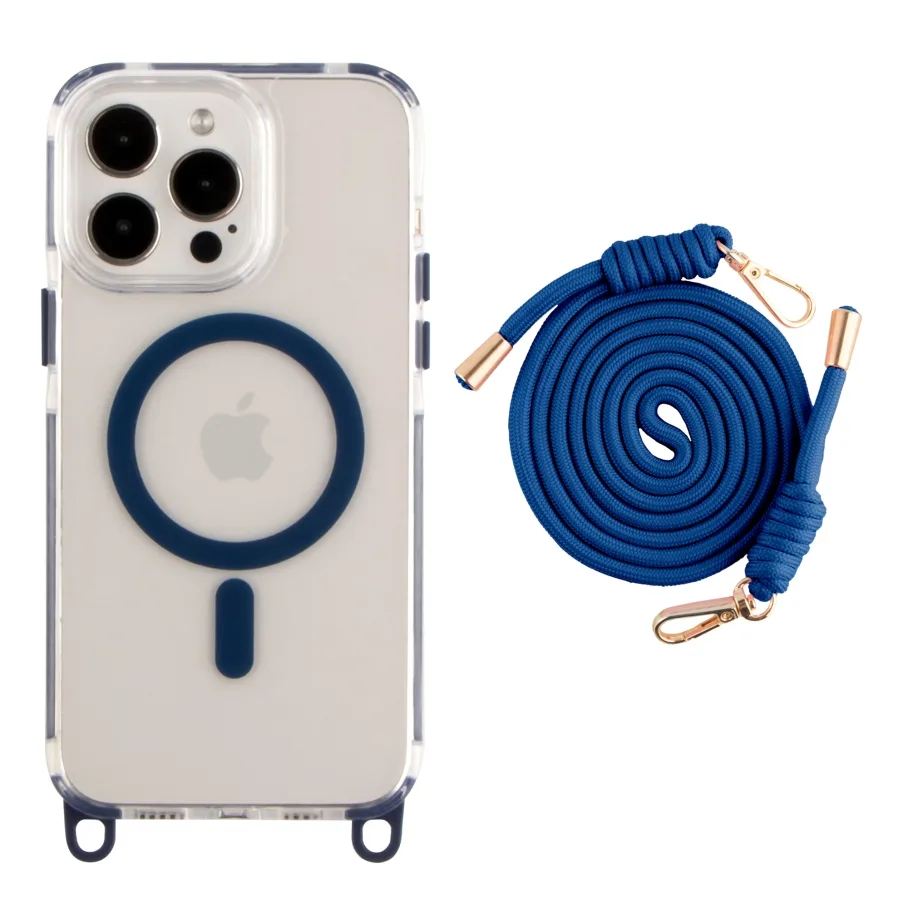 Чохол TPU+PC LanyardCase with MagSafe для iPhone 16 Pro Indigo Blue
