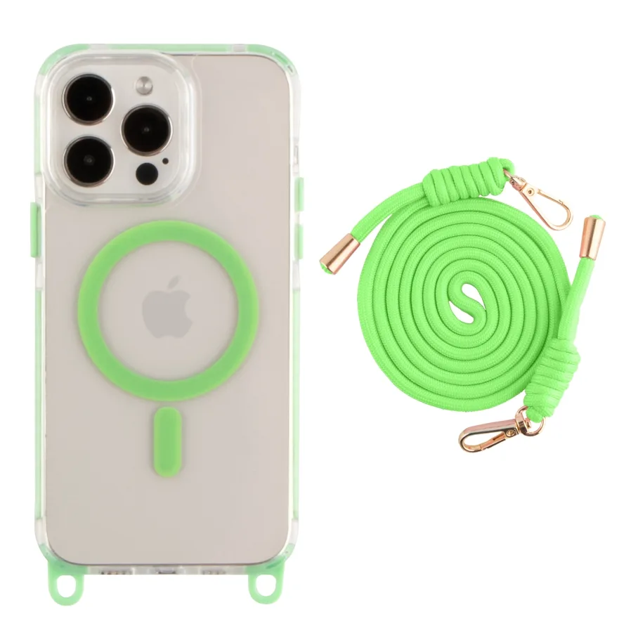 Чохол TPU+PC LanyardCase with MagSafe для iPhone 16 Pro Fluorescent Green