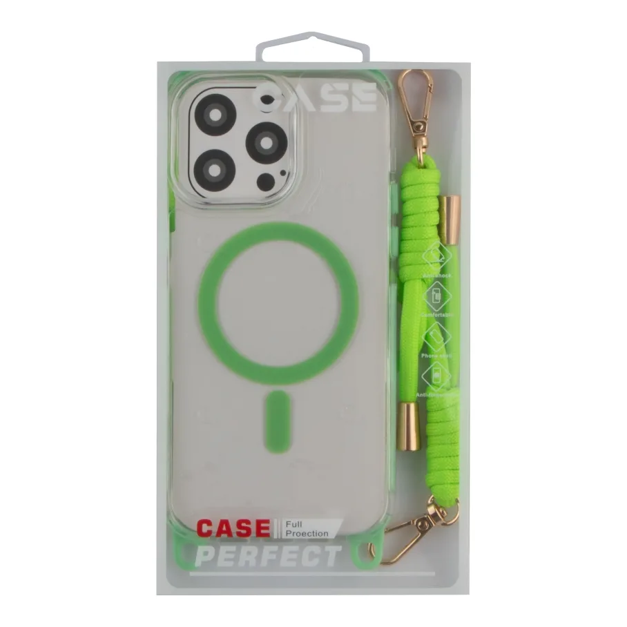 Чохол TPU+PC LanyardCase with MagSafe для iPhone 16 Pro Fluorescent Green