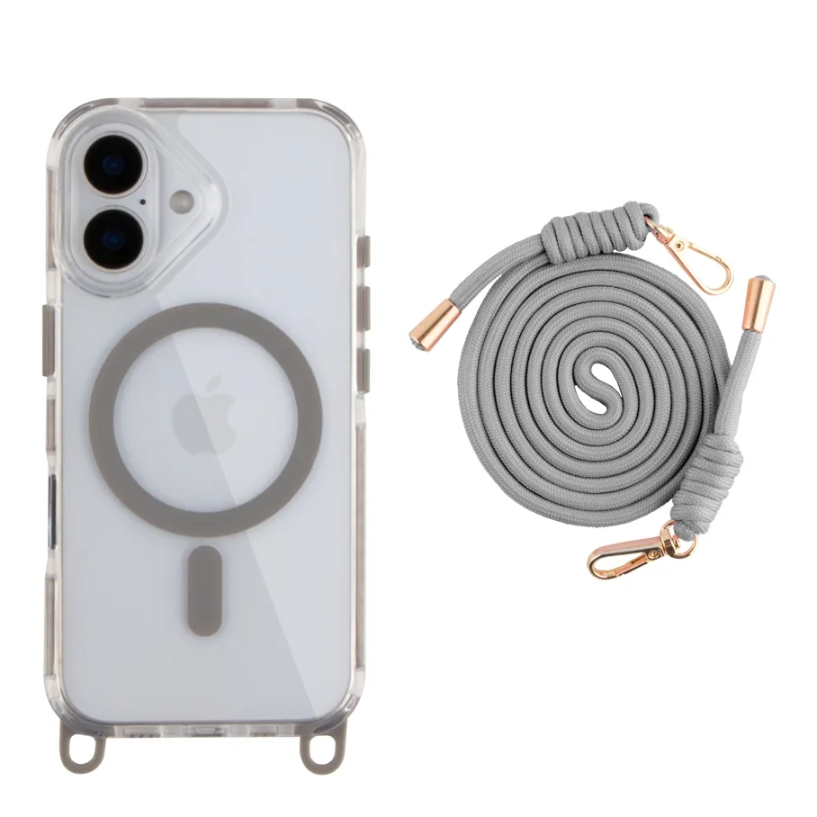 Чохол TPU+PC LanyardCase with MagSafe для iPhone 16 Titanium grey