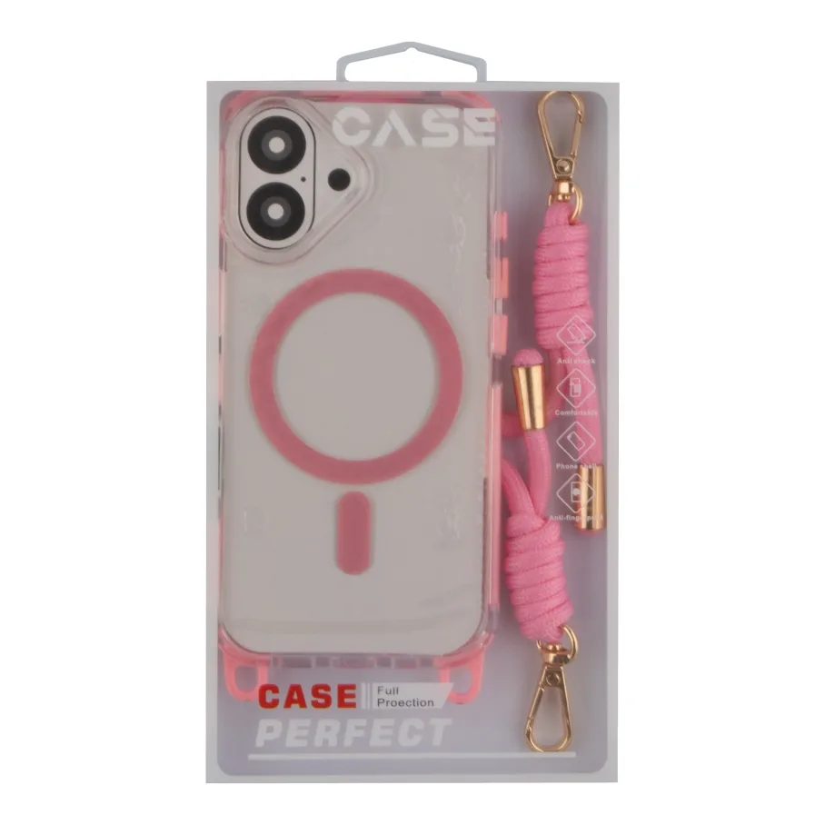 Чохол TPU+PC LanyardCase with MagSafe для iPhone 16 Pink